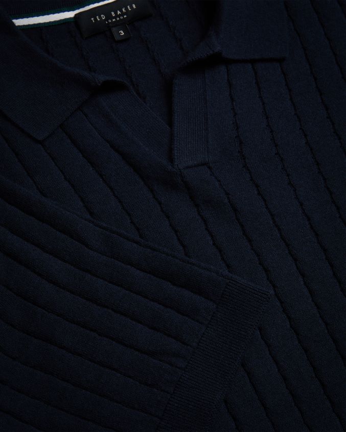 roupas Ted Baker camisa polo botany manga curta gola aberta marinha homens 8X6HDF1514