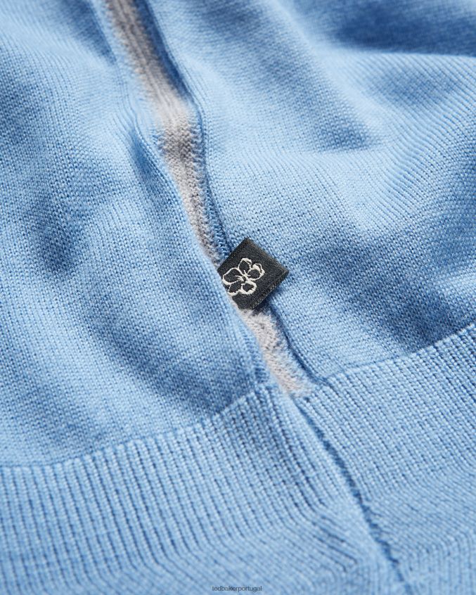 roupas Ted Baker camisa polo de lã manga curta mondsey azul pálido homens 8X6HDF1593