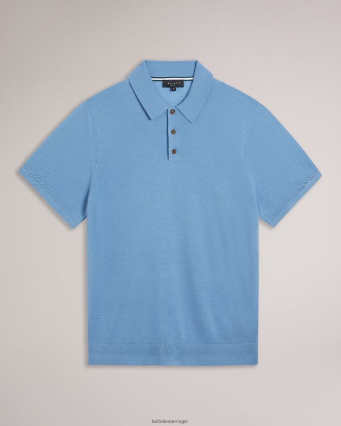 roupas Ted Baker camisa polo de lã manga curta mondsey azul pálido homens 8X6HDF1593