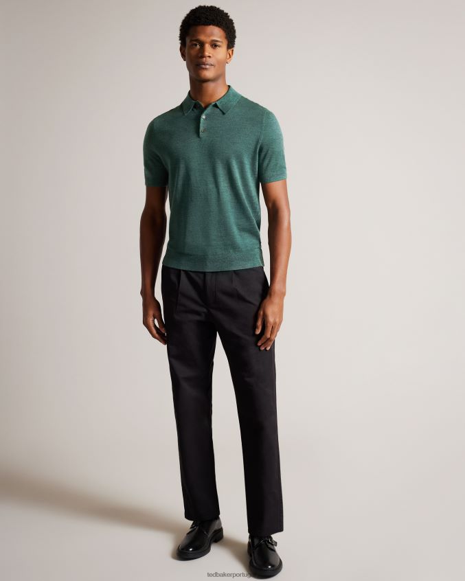 roupas Ted Baker camisa polo de lã manga curta mondsey verde homens 8X6HDF1581