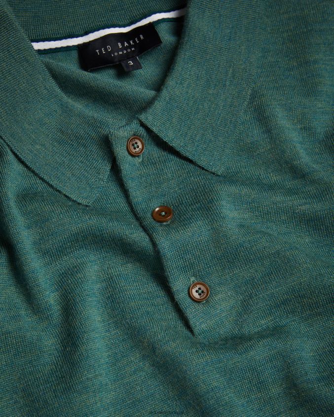 roupas Ted Baker camisa polo de lã manga curta mondsey verde homens 8X6HDF1581