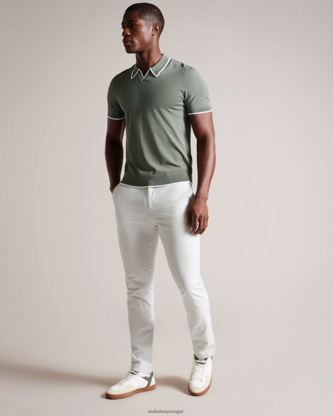 roupas Ted Baker camisa polo de rayon manga curta stortfo cáqui homens 8X6HDF1327