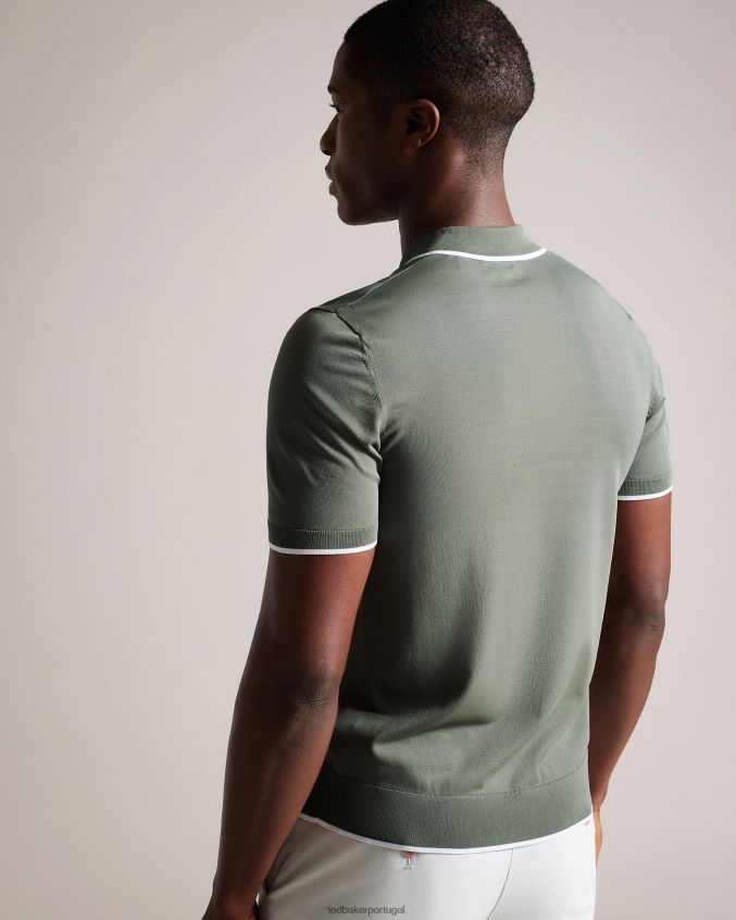 roupas Ted Baker camisa polo de rayon manga curta stortfo cáqui homens 8X6HDF1327