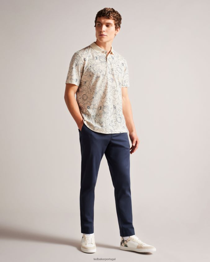 roupas Ted Baker camisa polo estampada manga curta regular fit holler natural homens 8X6HDF1235