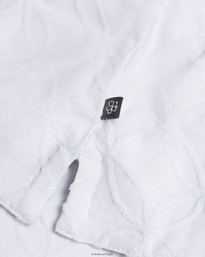 roupas Ted Baker camisa polo jacquard com zíper de manga curta marroquina branco homens 8X6HDF1404