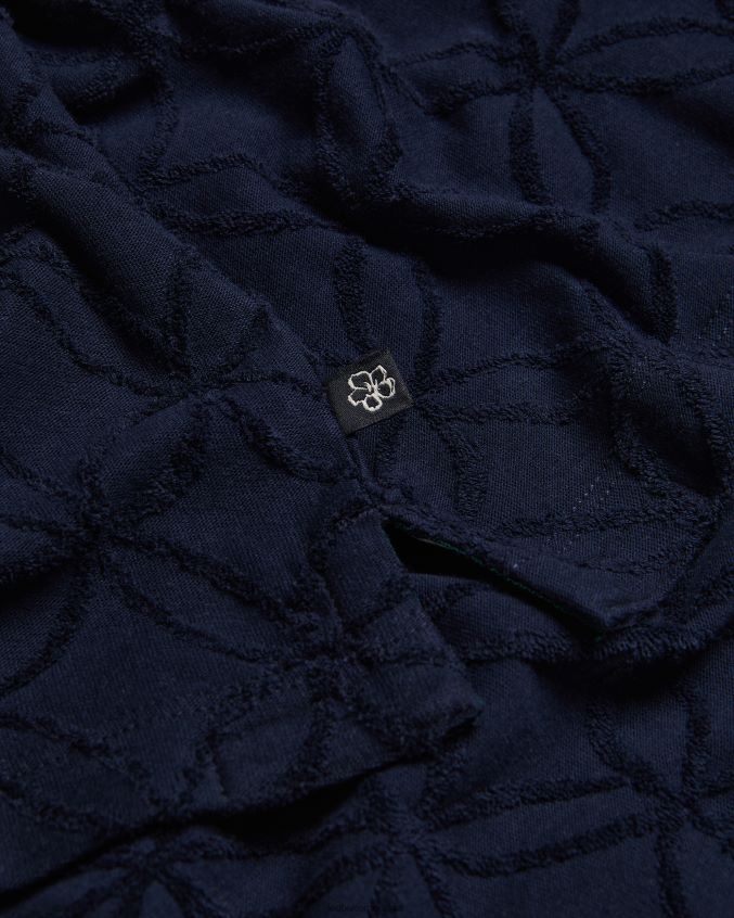 roupas Ted Baker camisa polo jacquard com zíper de manga curta marroquina marinha homens 8X6HDF1428
