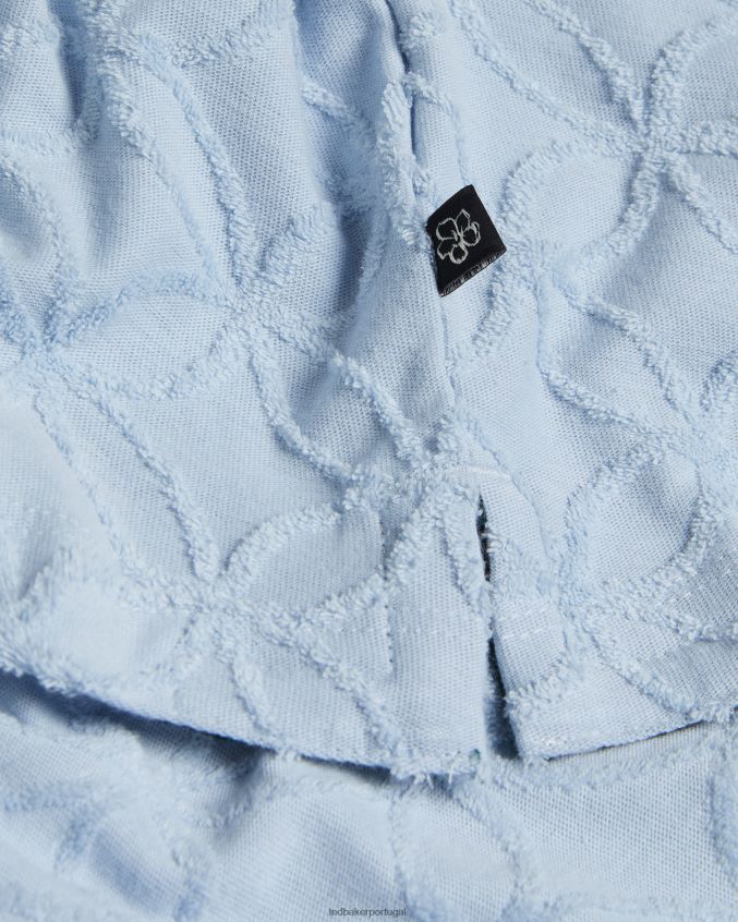 roupas Ted Baker camisa polo jacquard com zíper de manga curta marroquina pl-azul homens 8X6HDF1321