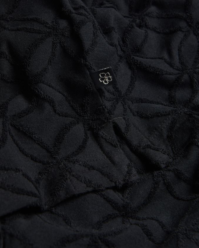 roupas Ted Baker camisa polo jacquard com zíper de manga curta marroquina preto homens 8X6HDF1297