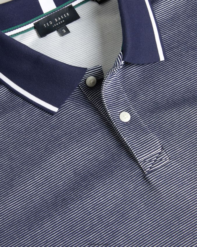 roupas Ted Baker camisa polo listrada manga curta ellerby marinha homens 8X6HDF1341