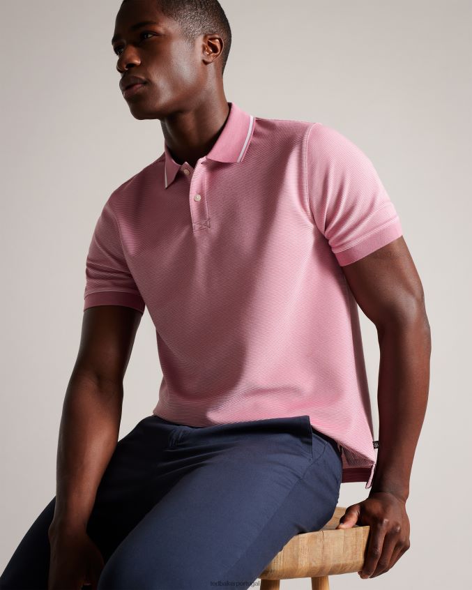 roupas Ted Baker camisa polo listrada manga curta ellerby rosa médio homens 8X6HDF1413