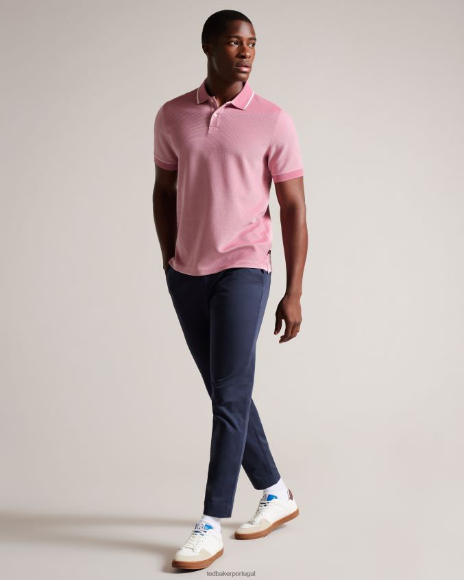 roupas Ted Baker camisa polo listrada manga curta ellerby rosa médio homens 8X6HDF1413