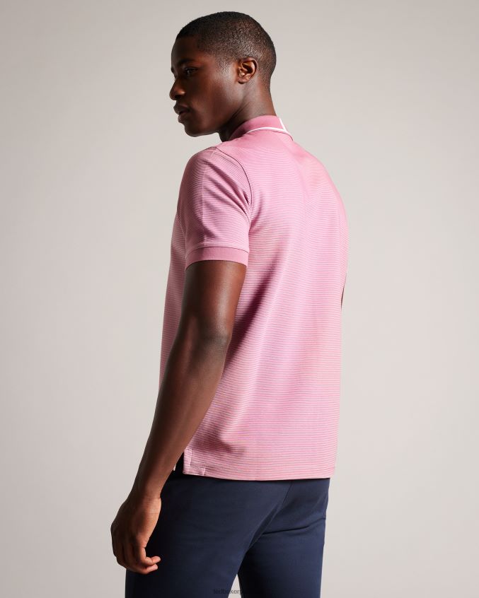 roupas Ted Baker camisa polo listrada manga curta ellerby rosa médio homens 8X6HDF1413