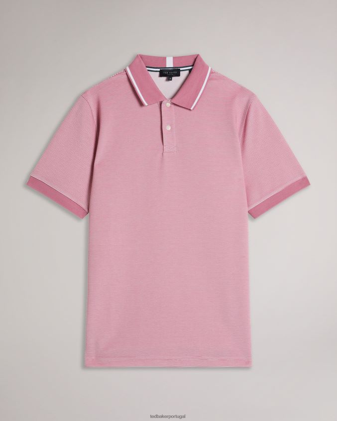 roupas Ted Baker camisa polo listrada manga curta ellerby rosa médio homens 8X6HDF1413