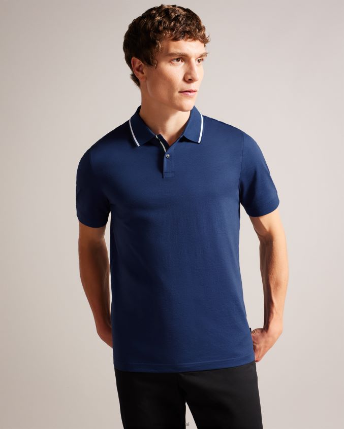 roupas Ted Baker camisa polo manga curta allard azul-marinho homens 8X6HDF1274