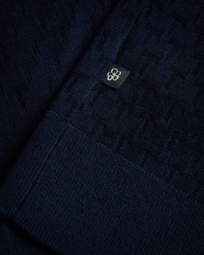 roupas Ted Baker camisa polo manga curta regular com costura mahana marinha homens 8X6HDF1497