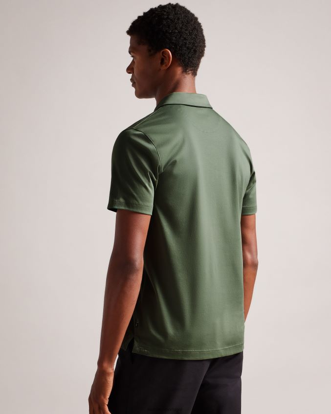 roupas Ted Baker camisa polo slim fit manga curta zeiter cáqui homens 8X6HDF1310