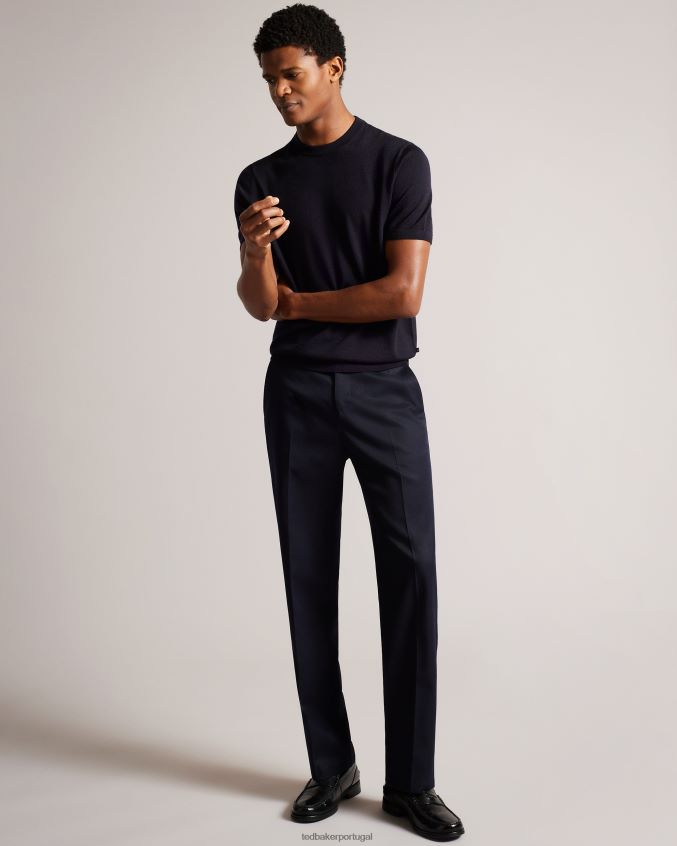 roupas Ted Baker camiseta de tricô manga curta senti marinha homens 8X6HDF1591