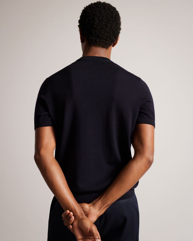 roupas Ted Baker camiseta de tricô manga curta senti marinha homens 8X6HDF1591