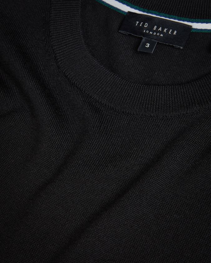 roupas Ted Baker camiseta de tricô manga curta senti preto homens 8X6HDF1468