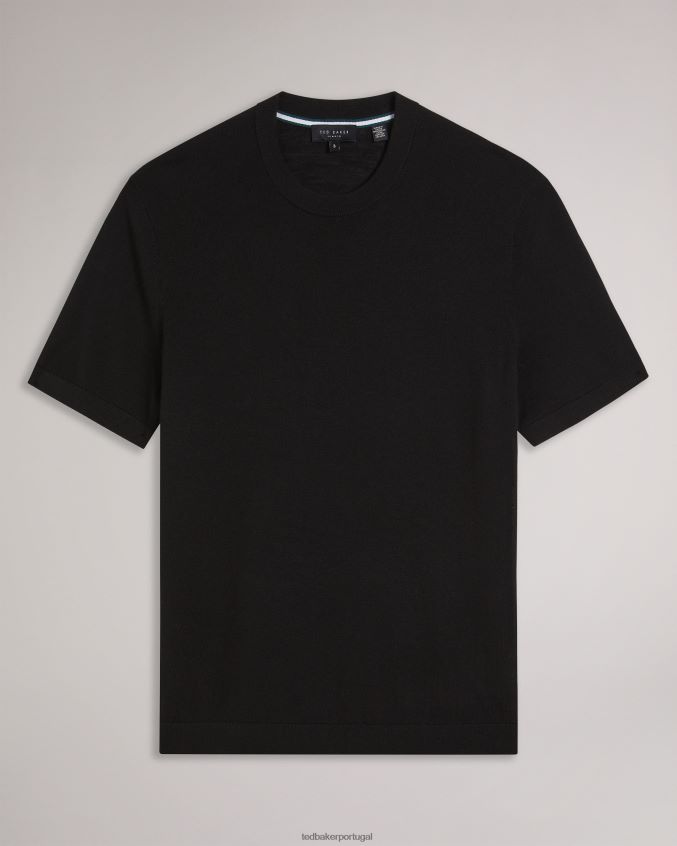 roupas Ted Baker camiseta de tricô manga curta senti preto homens 8X6HDF1468