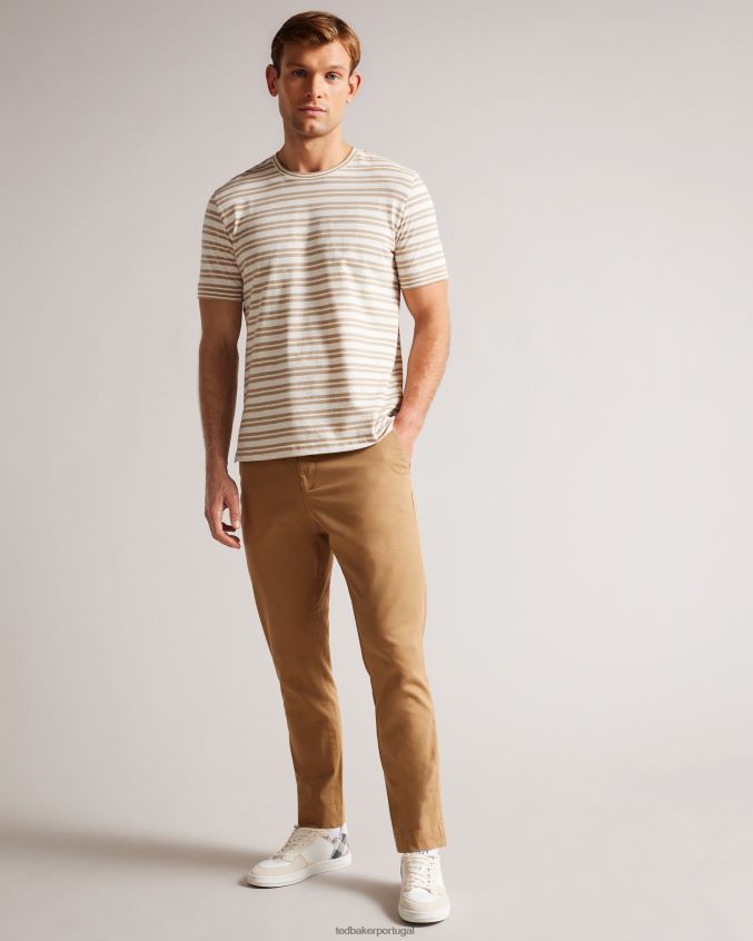 roupas Ted Baker camiseta listrada de manga curta vadell com ajuste regular marrom claro homens 8X6HDF1471