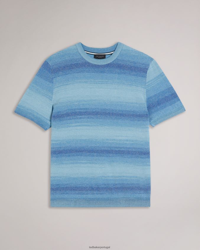 roupas Ted Baker camiseta manga curta listrada ombre notte azul escuro homens 8X6HDF1299