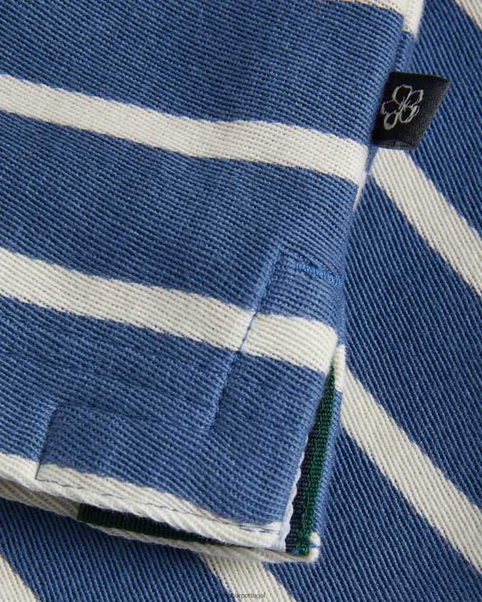 roupas Ted Baker nivenn camisa polo listrada manga curta regular fit azul escuro homens 8X6HDF1427