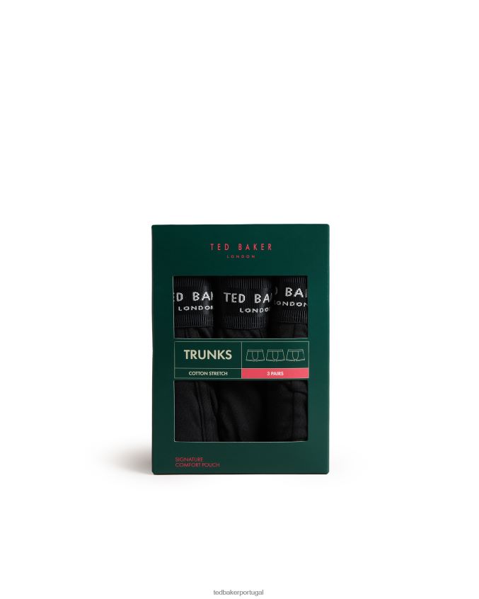 roupas Ted Baker cyclyye 3 pack troncos sólidos preto homens 8X6HDF1491