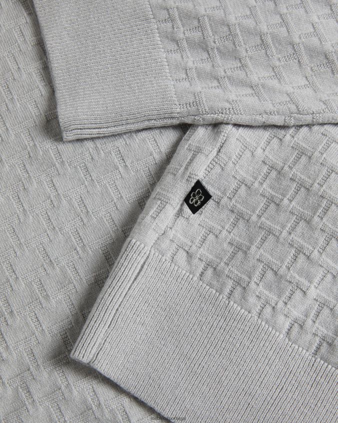 roupas Ted Baker Suéter dartell manga longa com gola redonda e costura em T cinza claro homens 8X6HDF1490