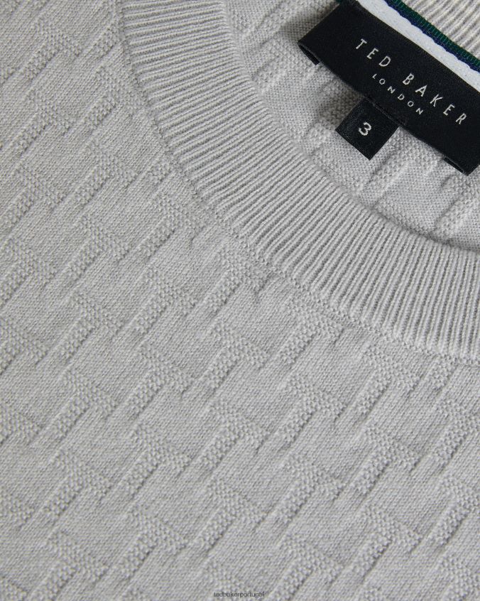 roupas Ted Baker Suéter dartell manga longa com gola redonda e costura em T cinza claro homens 8X6HDF1490