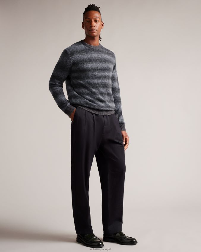 roupas Ted Baker abulti suéter listrado regular fit cinza claro homens 8X6HDF1291
