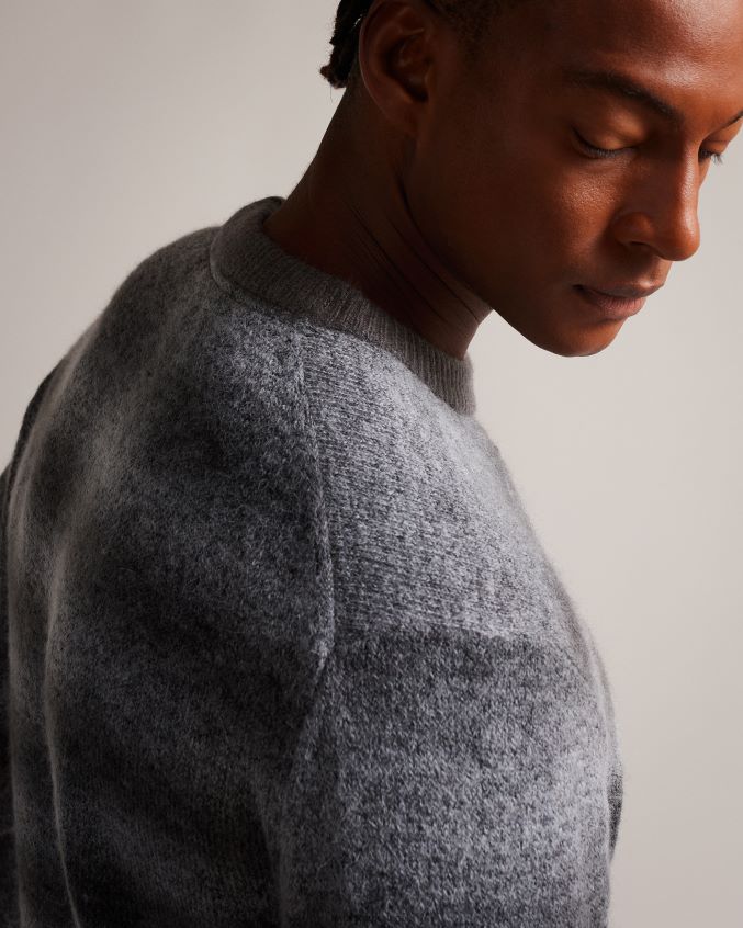 roupas Ted Baker abulti suéter listrado regular fit cinza claro homens 8X6HDF1291