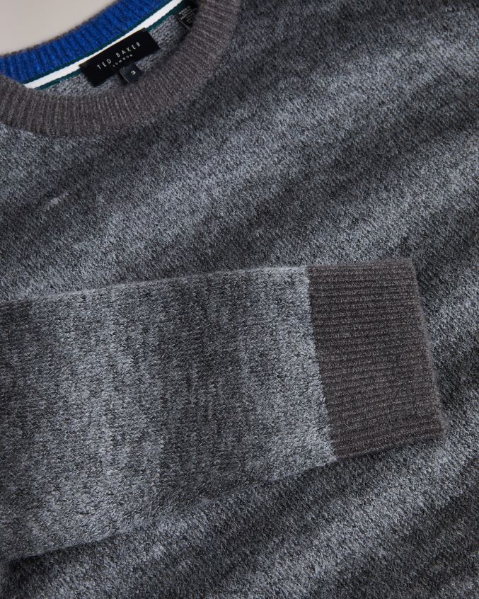 roupas Ted Baker abulti suéter listrado regular fit cinza claro homens 8X6HDF1291