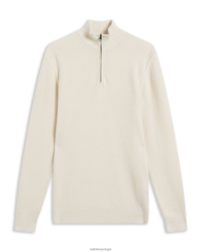 roupas Ted Baker suéter meaddo com meio zíper e gola funil natural homens 8X6HDF1293