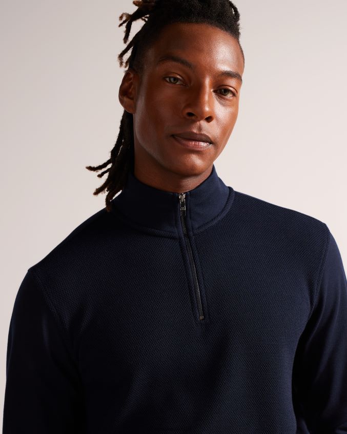 roupas Ted Baker suéter sanot manga longa com gola funil marinha homens 8X6HDF1292