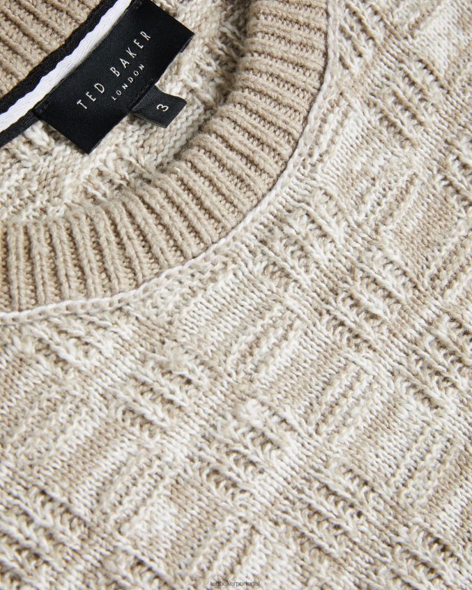 roupas Ted Baker suéter texturizado manga longa kriskro branco homens 8X6HDF1518