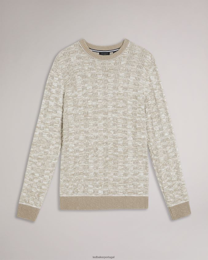 roupas Ted Baker suéter texturizado manga longa kriskro branco homens 8X6HDF1518