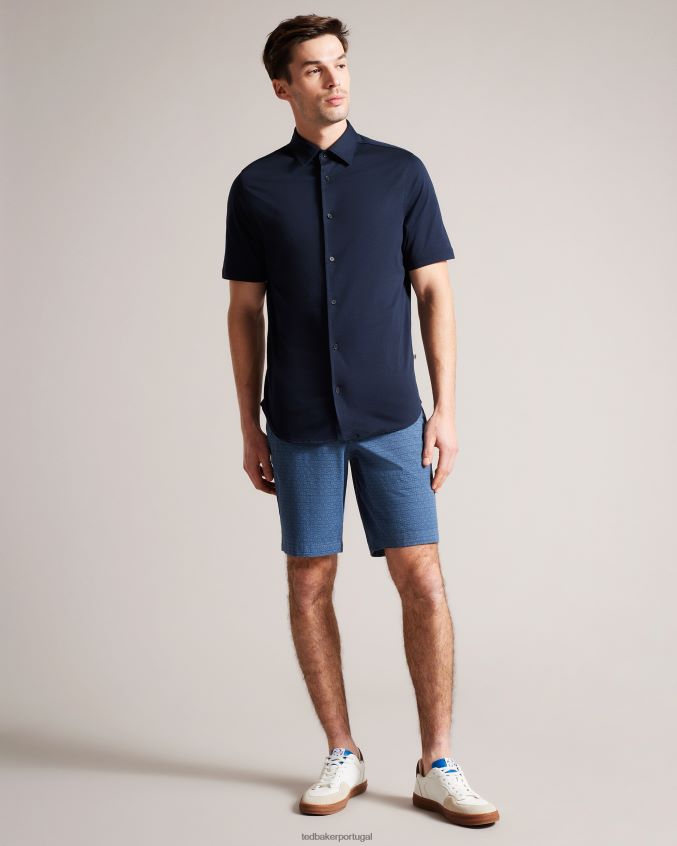 roupas Ted Baker gomer shorts geométrico regular fit marinha homens 8X6HDF1442