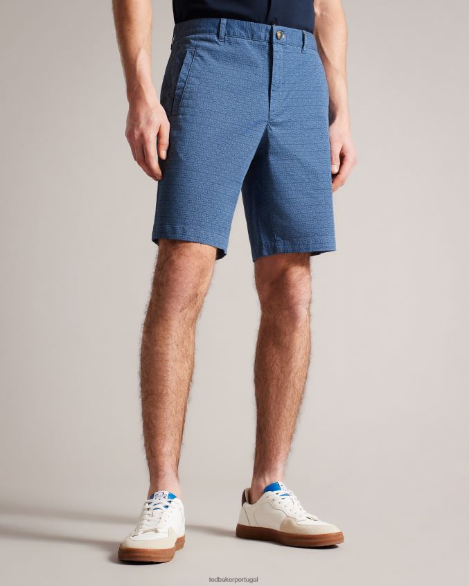 roupas Ted Baker gomer shorts geométrico regular fit marinha homens 8X6HDF1442