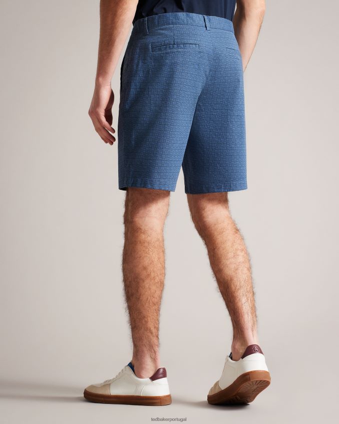 roupas Ted Baker gomer shorts geométrico regular fit marinha homens 8X6HDF1442