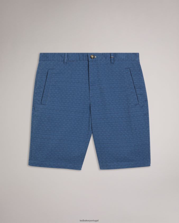 roupas Ted Baker gomer shorts geométrico regular fit marinha homens 8X6HDF1442