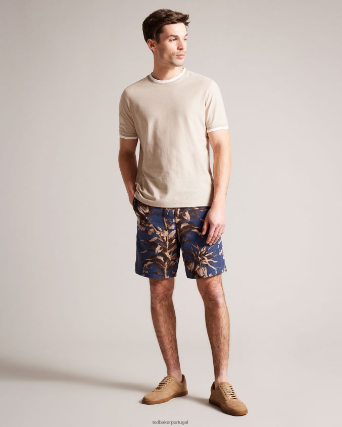 roupas Ted Baker shorts com estampa botânica canriya marinha homens 8X6HDF1457