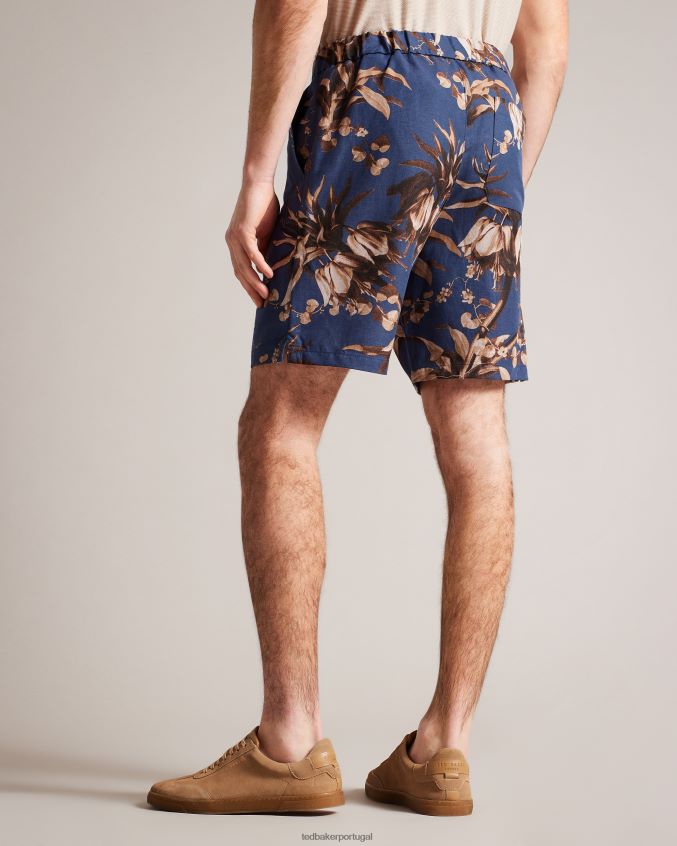 roupas Ted Baker shorts com estampa botânica canriya marinha homens 8X6HDF1457