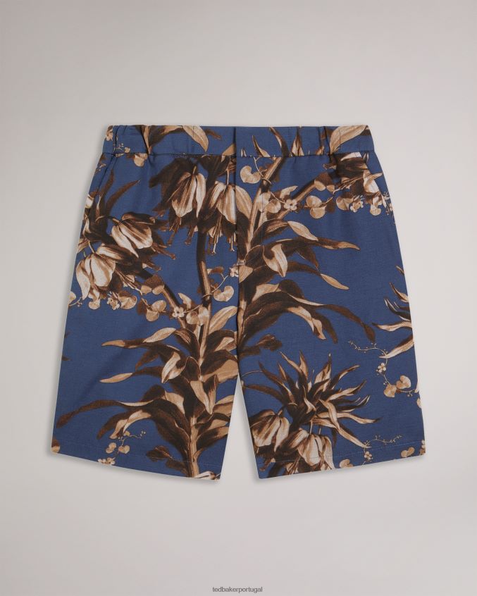 roupas Ted Baker shorts com estampa botânica canriya marinha homens 8X6HDF1457