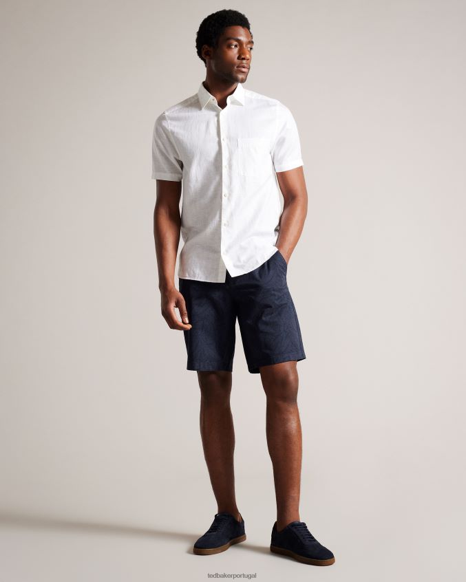 roupas Ted Baker shorts com estampa de folha de pinna marinha homens 8X6HDF1507