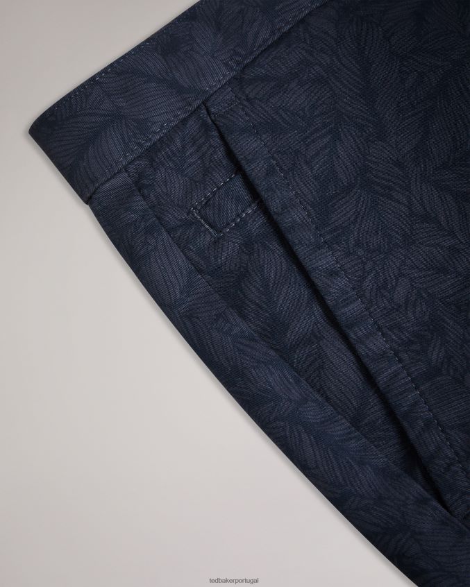roupas Ted Baker shorts com estampa de folha de pinna marinha homens 8X6HDF1507
