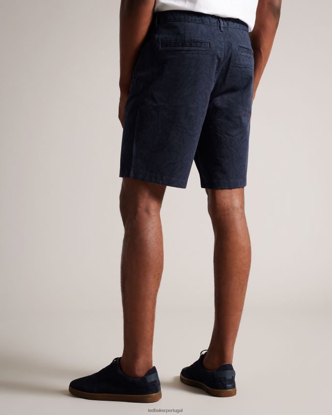 roupas Ted Baker shorts com estampa de folha de pinna marinha homens 8X6HDF1507