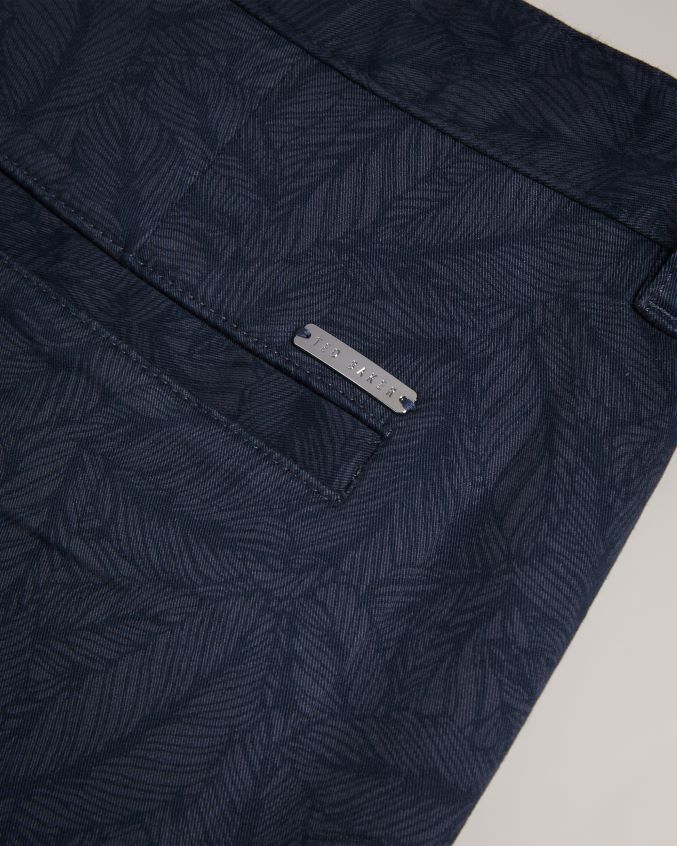 roupas Ted Baker shorts com estampa de folha de pinna marinha homens 8X6HDF1507