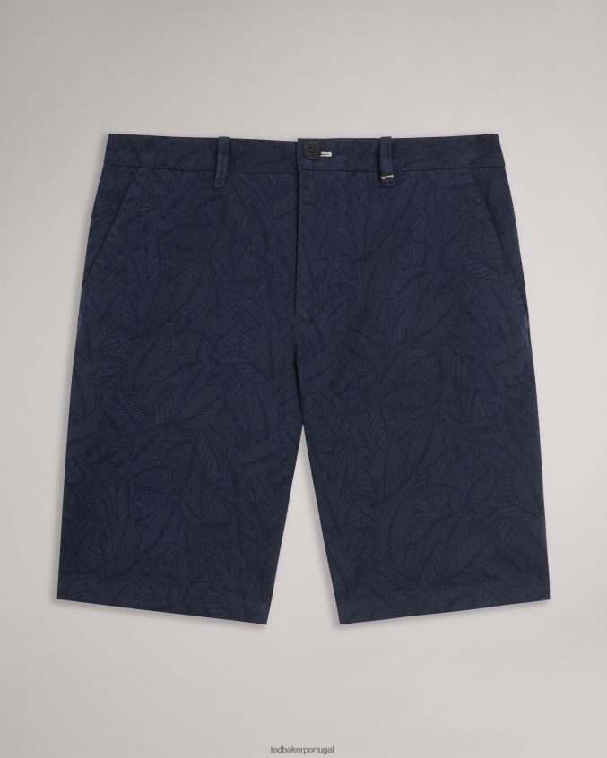 roupas Ted Baker shorts com estampa de folha de pinna marinha homens 8X6HDF1507
