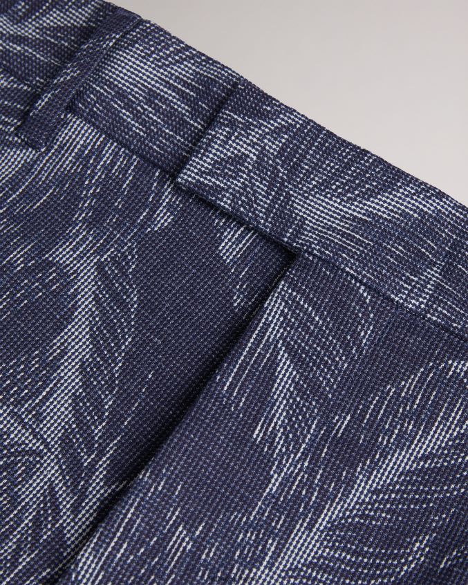 roupas Ted Baker shorts postos algodão e linho com estampa de folhas marinha homens 8X6HDF1624